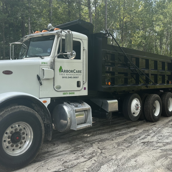 Dump truck debris and dirt hauling service by ArborCare Tree Management in NC